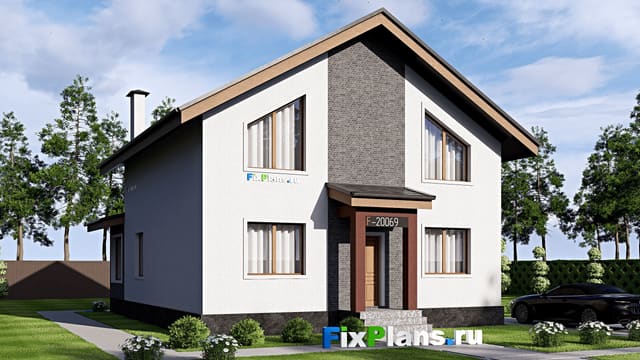 Одноэтажный дом с мансардой  F-20069
