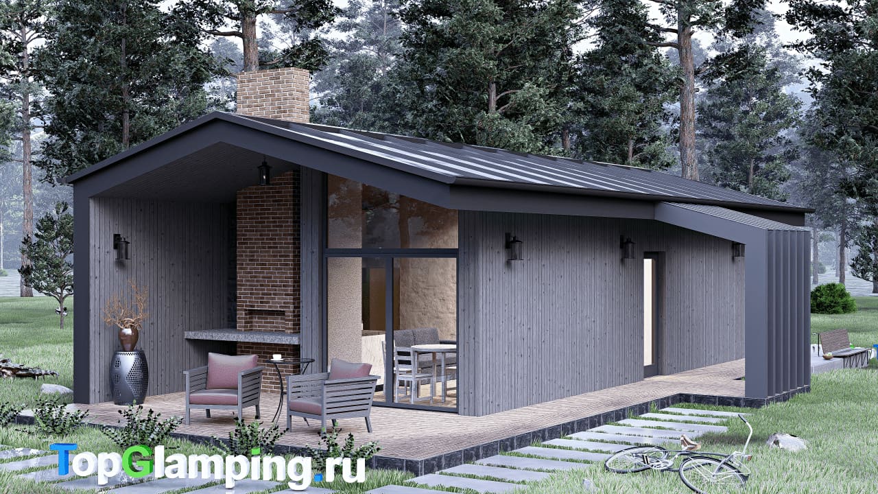 Одноэтажный дом F-22238 — фасад
