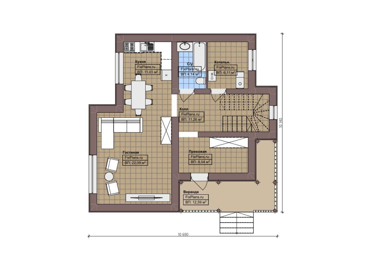 Планировка Двухэтажный дом F - 1295