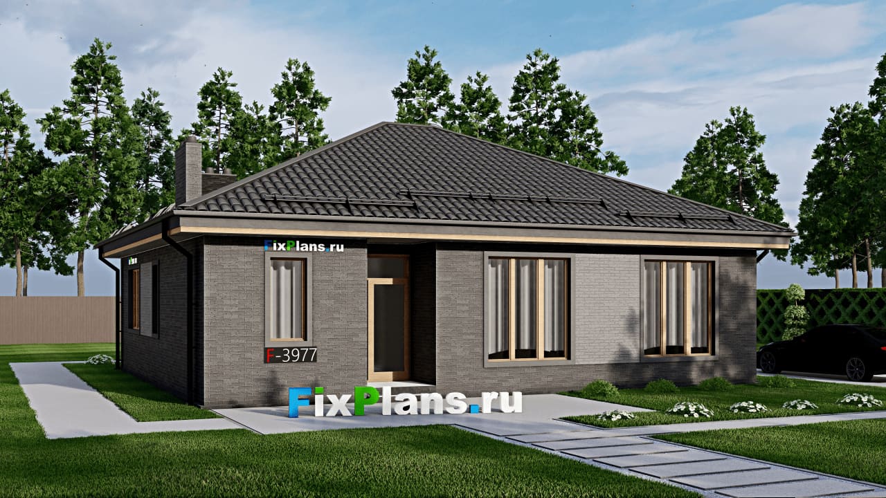 Одноэтажный дом F-3977 — фасад