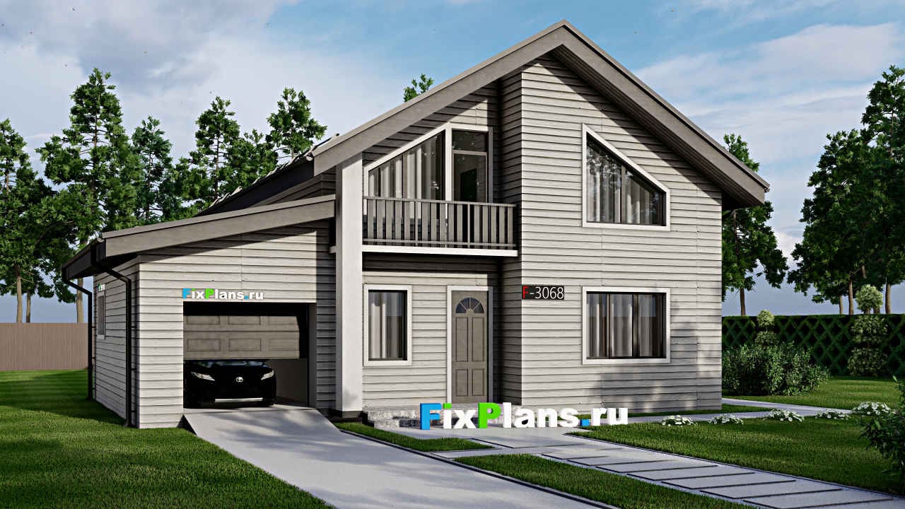 Одноэтажный дом с мансардой  F - 3068 — фасад