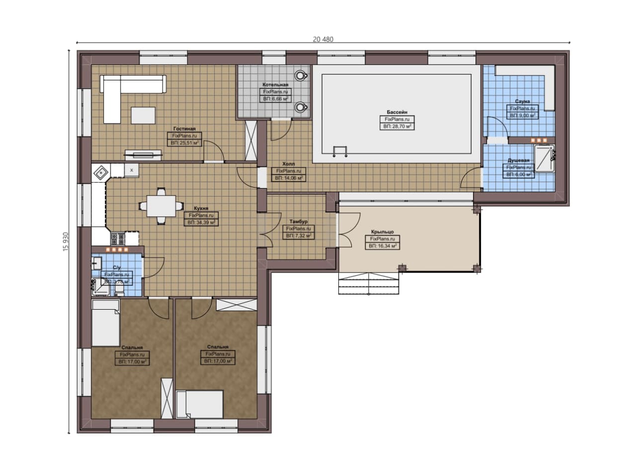 Планировка Одноэтажный дом F-5876